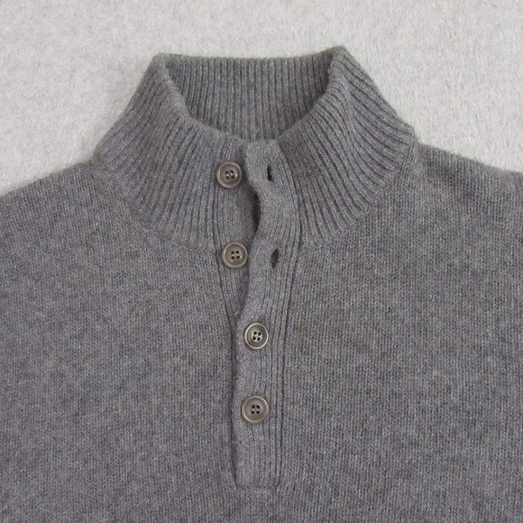 J Crew Mens Sweater Pullover Long Sleeve XXL Gray Lambswool Blend Mock Neck - Picture 3 of 8